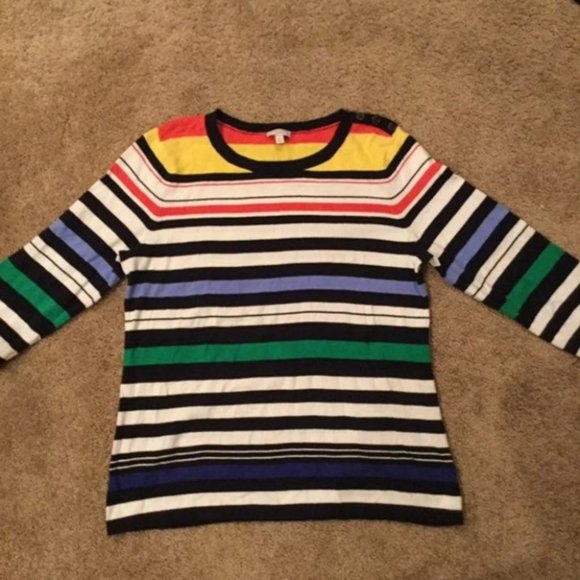 Talbots Tops - Talbots Women’s medium Petite Striped Shirt Quarter length sleeve